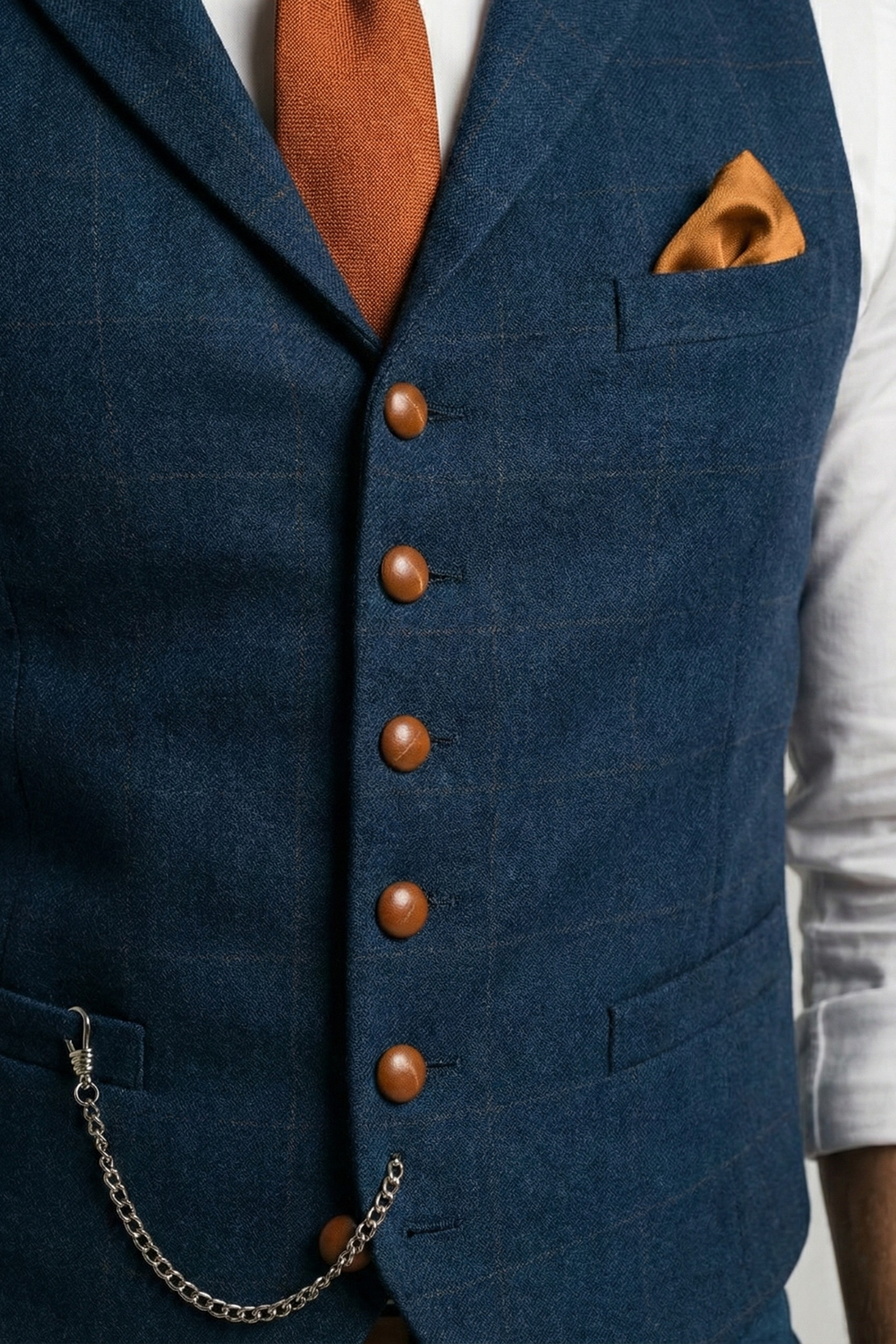 Alistair | Men's V-Neck Waistcoat With Windowpane Check