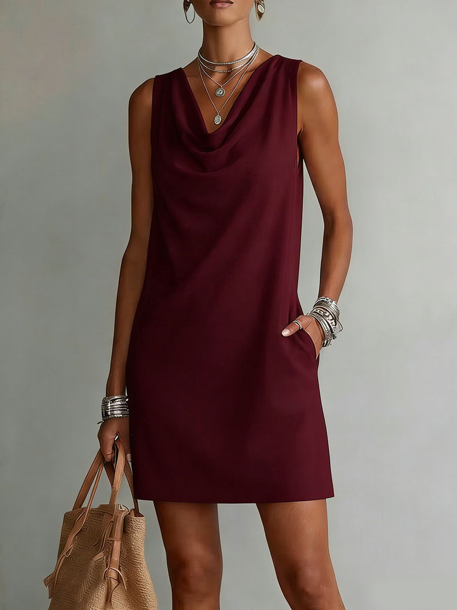 Amara | Sleeveless Cowl-Neck Shift Dress