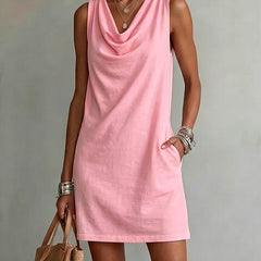 Amara | Sleeveless Cowl-Neck Shift Dress
