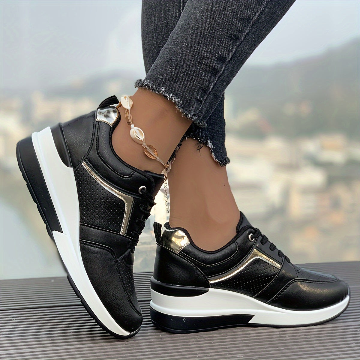 Amelia | Women's Perforated Lace-Up Platform Sneakers
