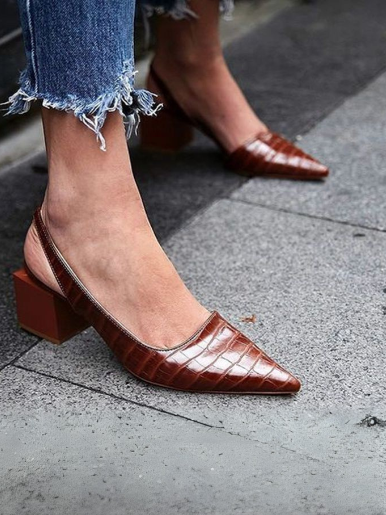 Antonia | Croc-Effect Slingback Heels