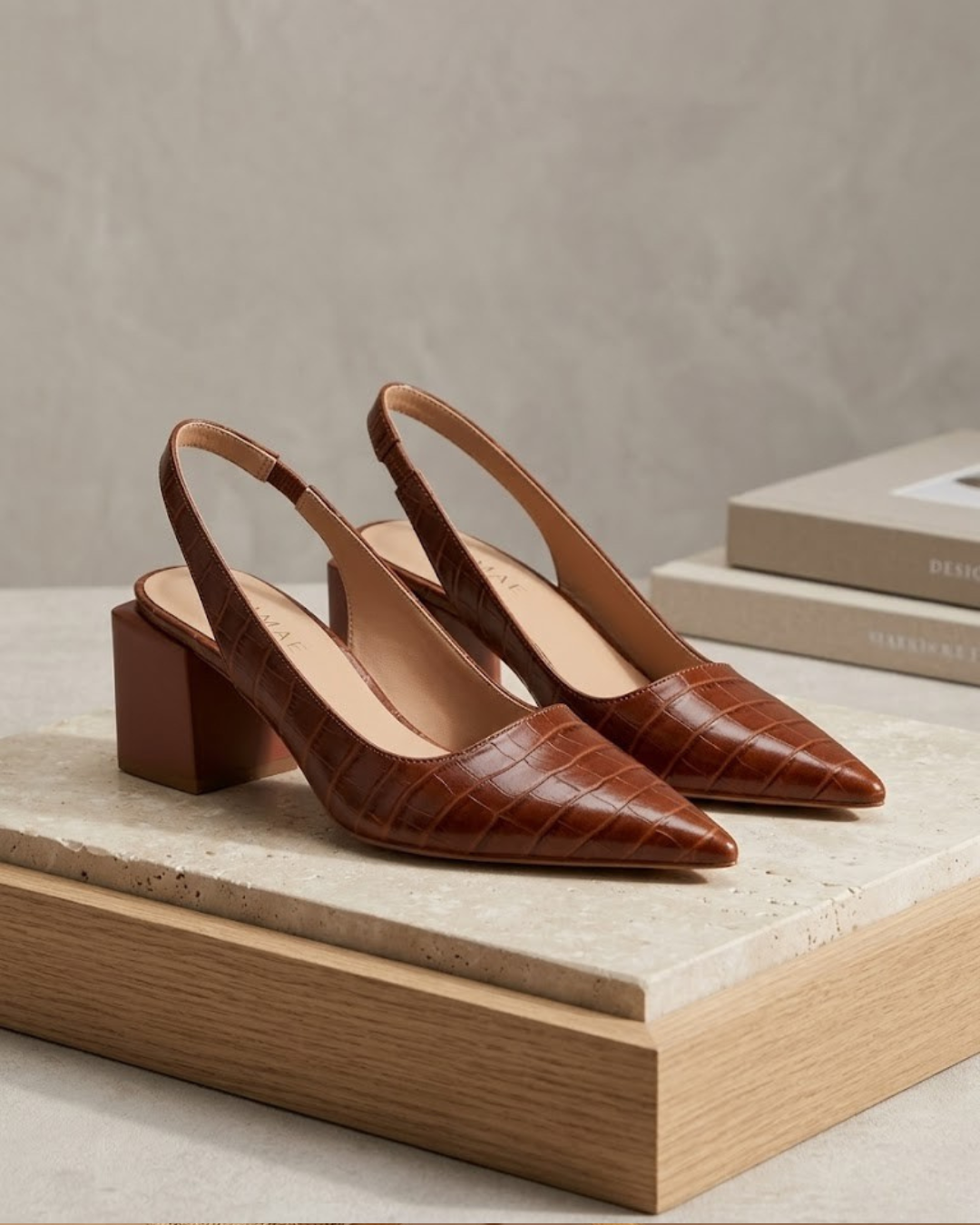 Antonia | Croc-Effect Slingback Heels