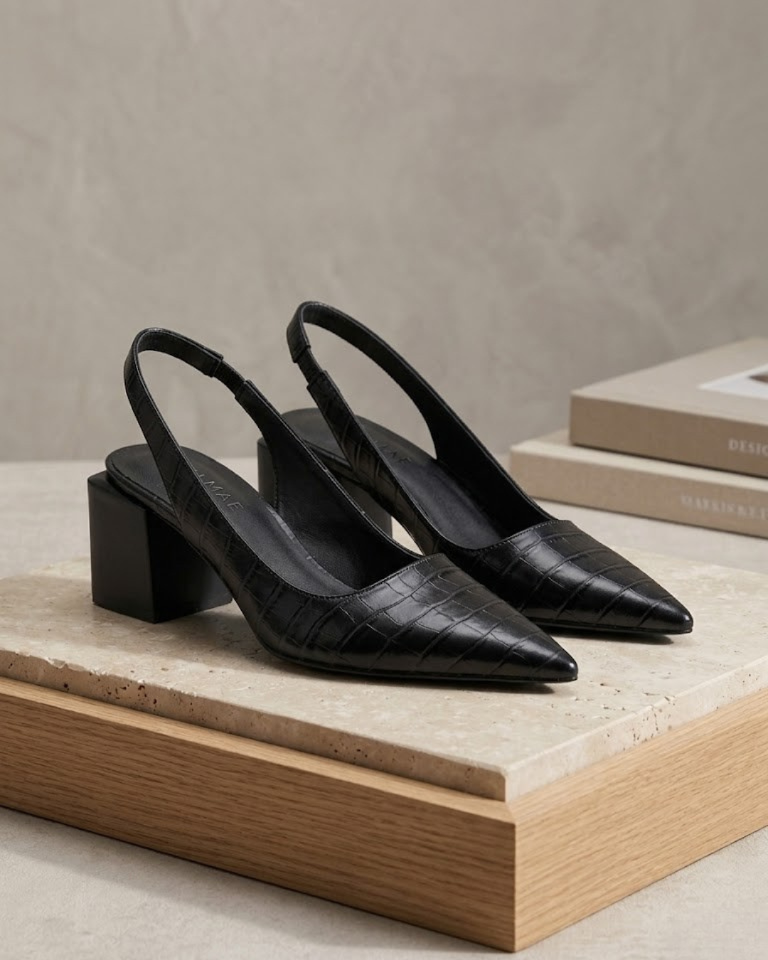 Antonia | Croc-Effect Slingback Heels