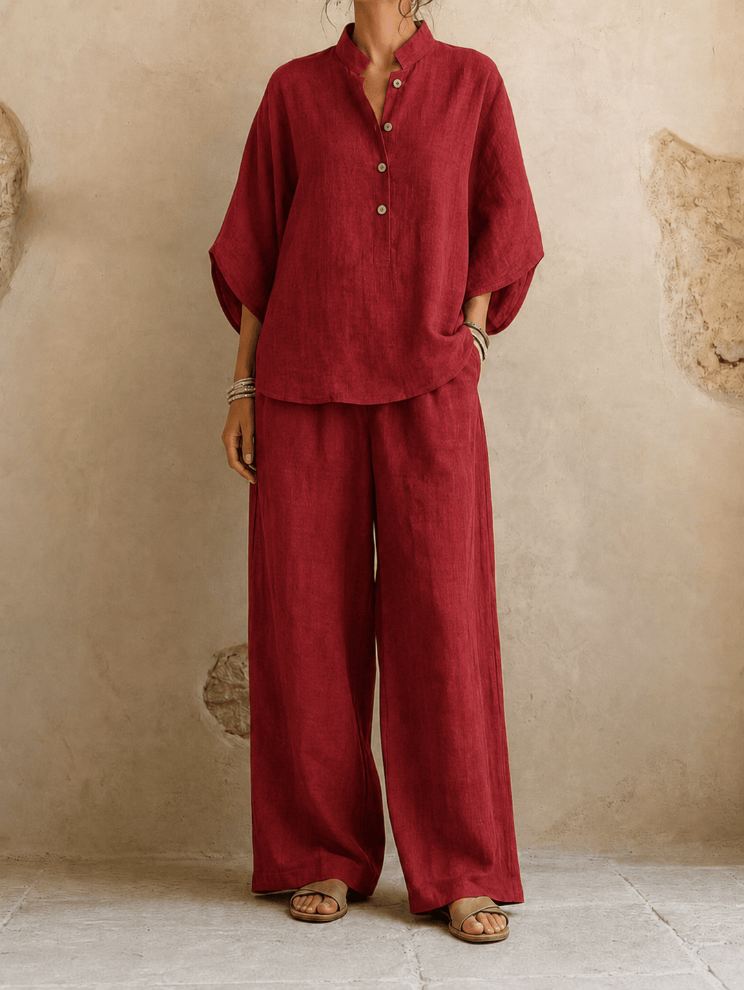 Anya | Women's Batwing Top and Wide-Leg Pants Set