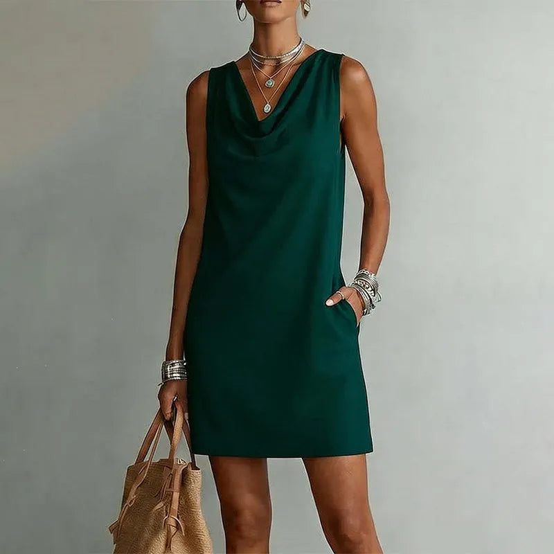 Ariella | Draped-Neck Pocket Mini Dress