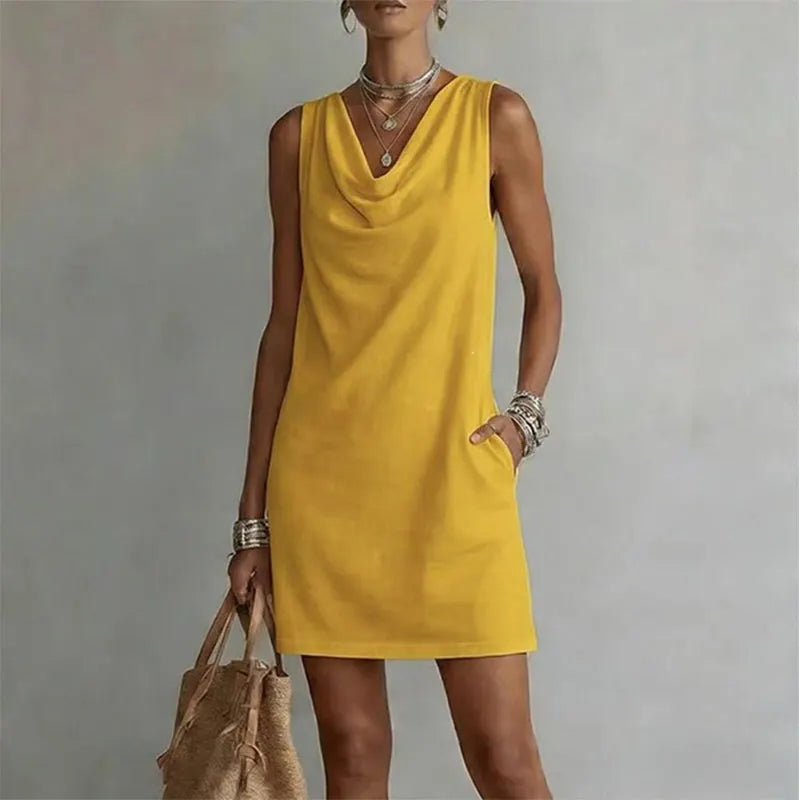 Ariella | Draped-Neck Pocket Mini Dress