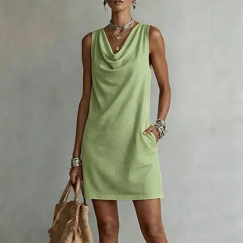 Ariella | Draped-Neck Pocket Mini Dress