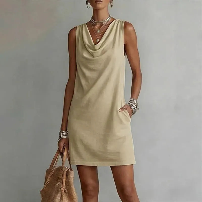 Ariella | Draped-Neck Pocket Mini Dress