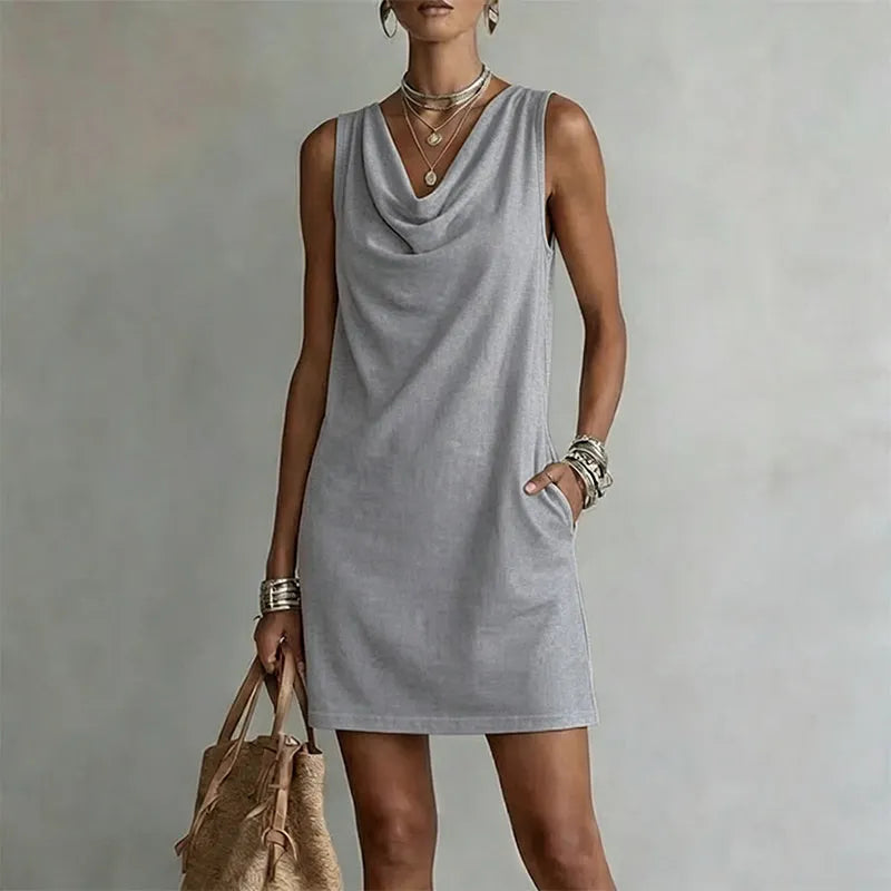 Ariella | Draped-Neck Pocket Mini Dress