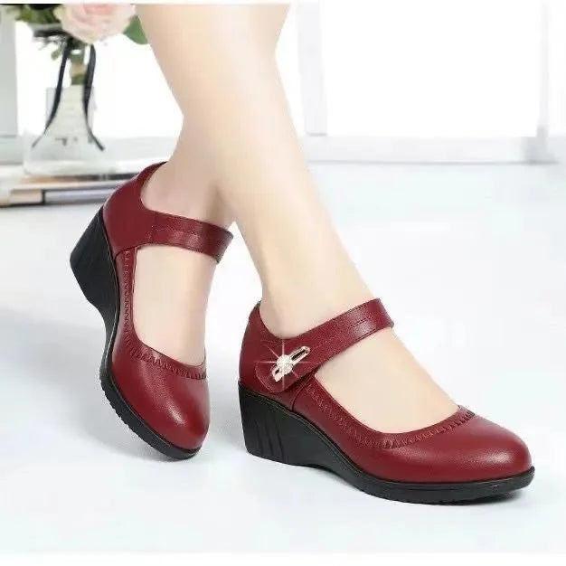 Audra | Women's Mary Jane Buckle Strap Low Block Heel Shoes