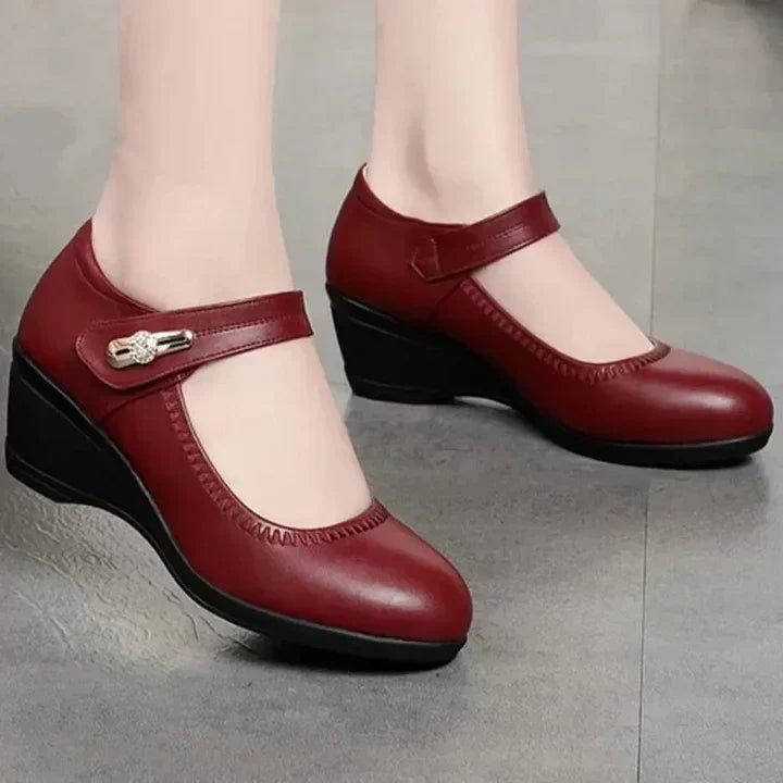 Audra | Women's Mary Jane Buckle Strap Low Block Heel Shoes