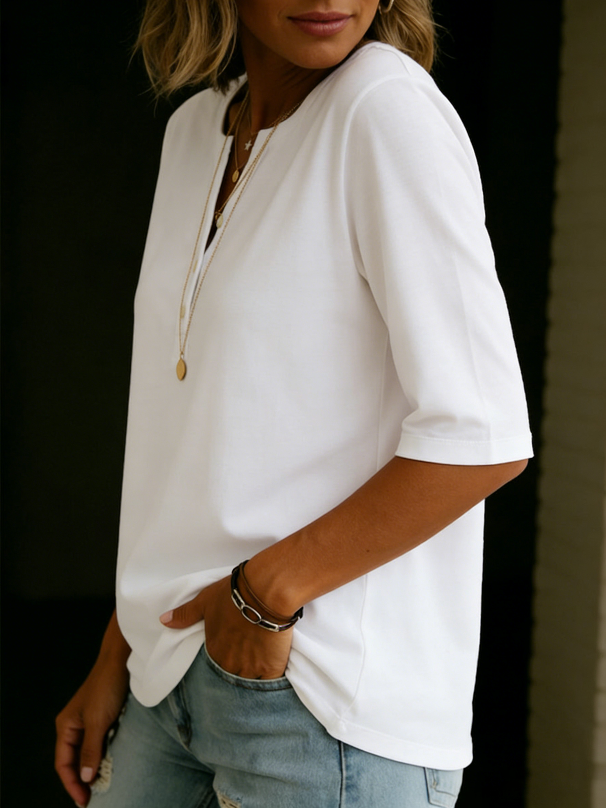Aurelia | Women's Short-Sleeve Henley T-Shirt