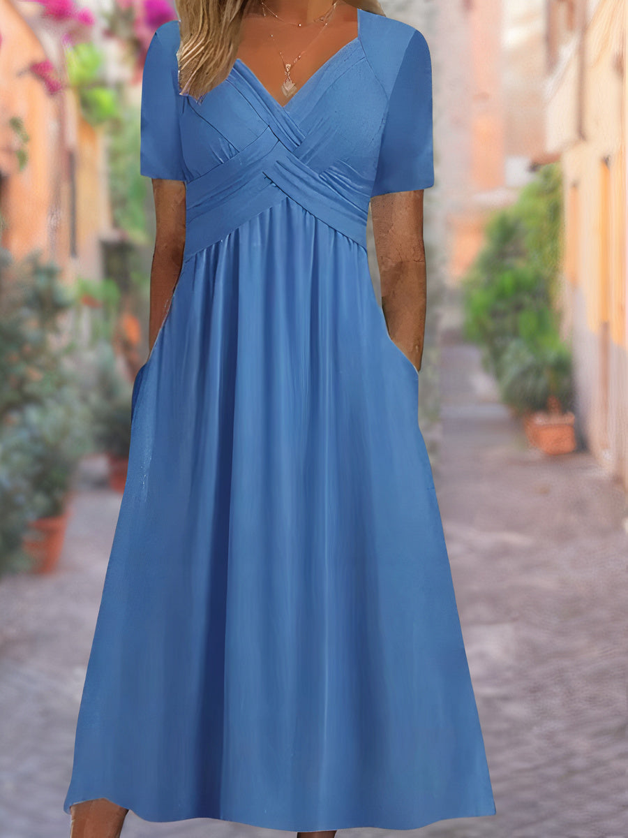 Bailey | Women's V-Neck Dress with Flattering Draped Silhouette