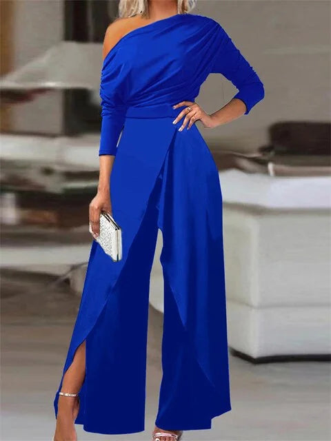 Bernice | Women's Off-Shoulder Wide-Leg Jumpsuit with Tie Waist