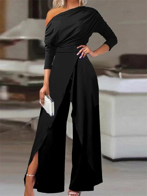 Bernice | Women's Off-Shoulder Wide-Leg Jumpsuit with Tie Waist