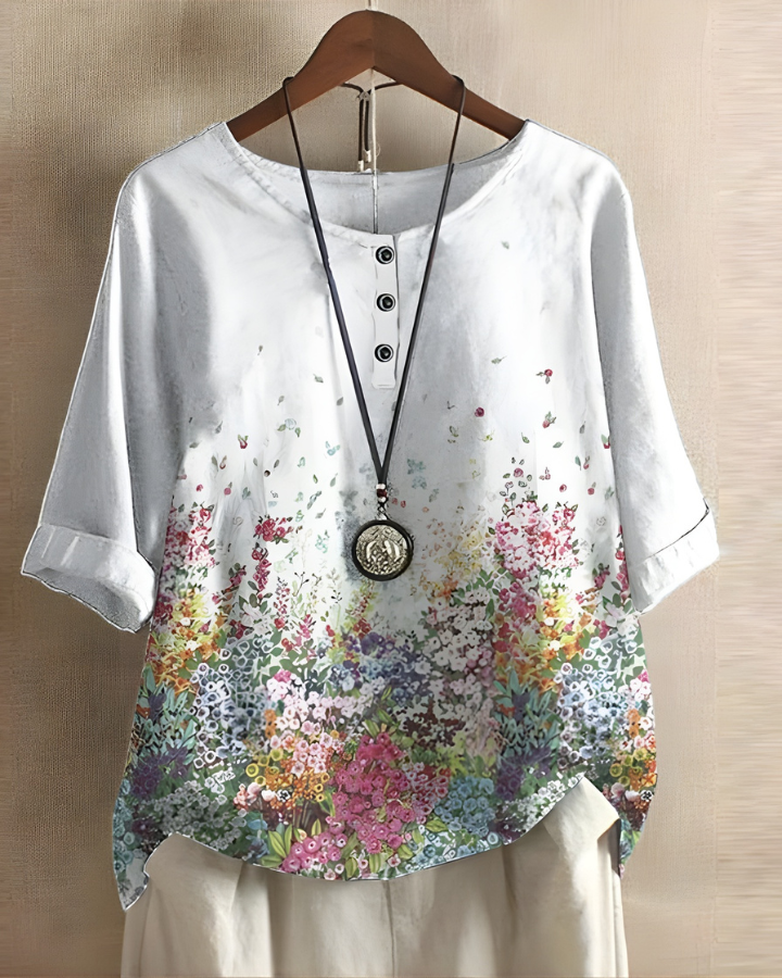Bethany | Women's Boho Print Button-Front Top