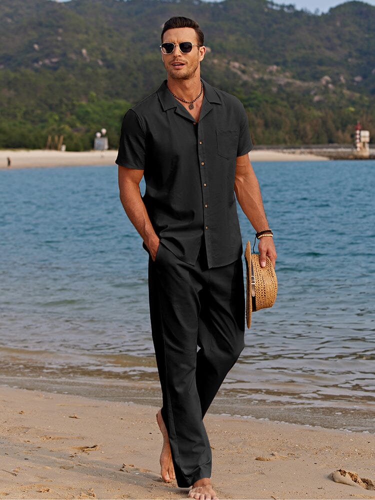 Brooks | Men’s Camp Collar Shirt and Relaxed Trousers Set