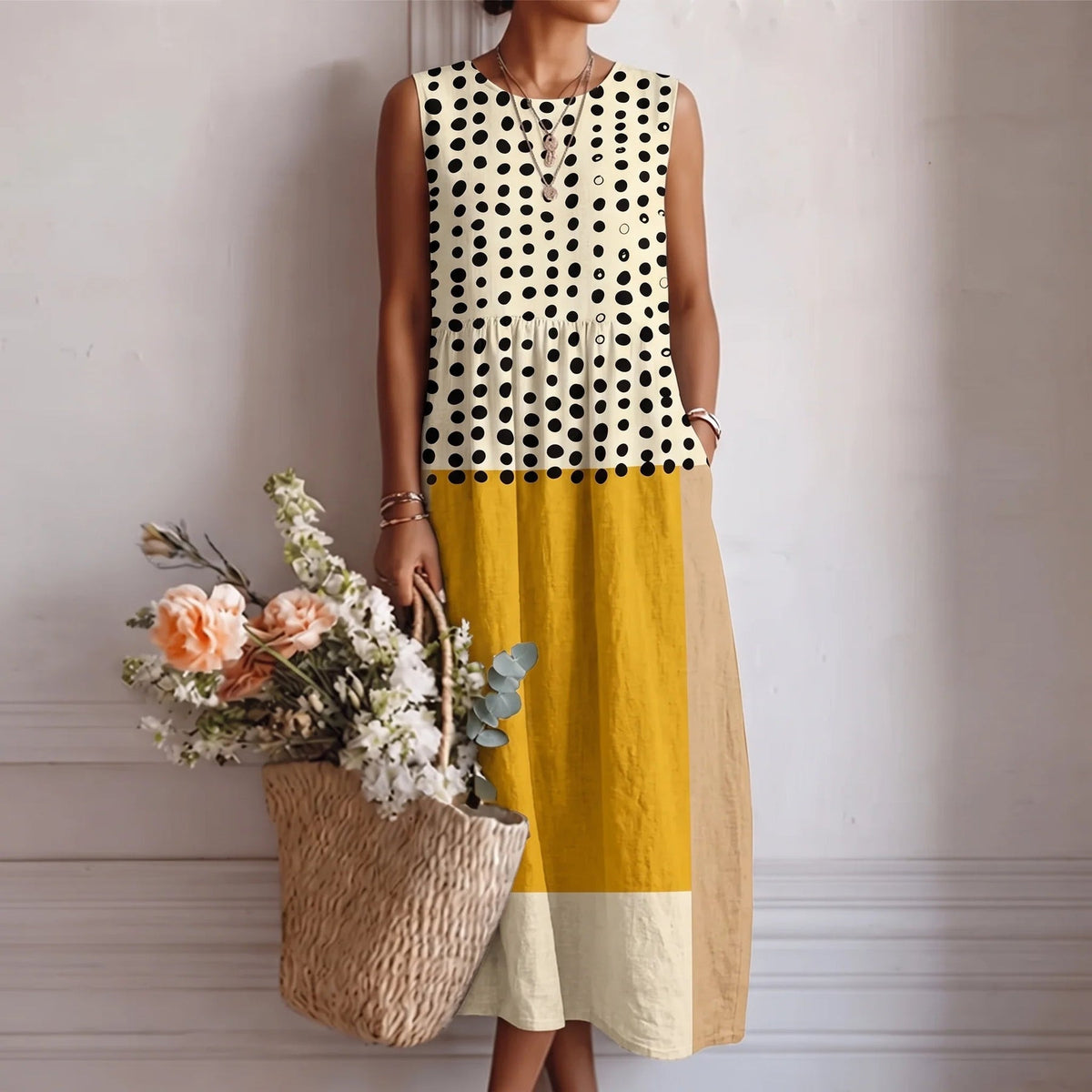 Camille | Floral Sleeveless Midi Dress