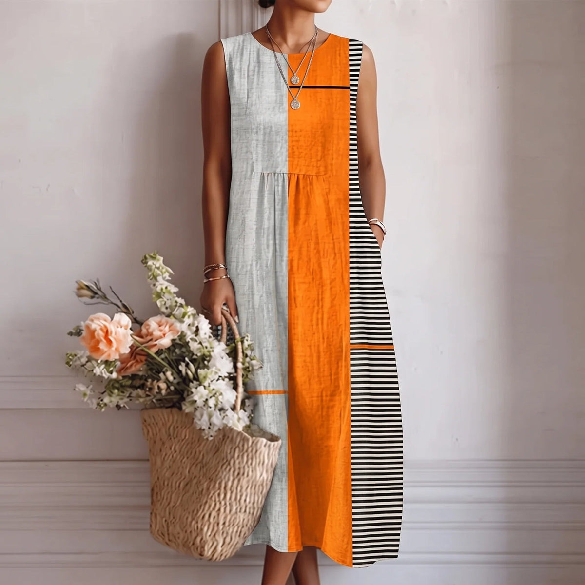 Camille | Floral Sleeveless Midi Dress