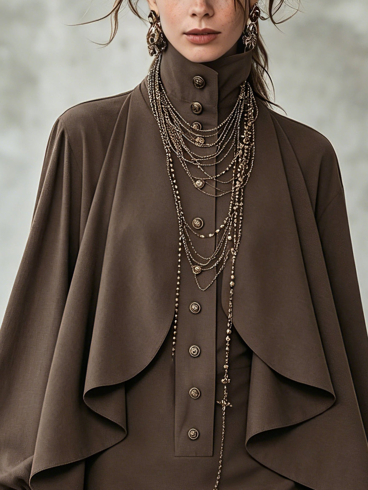 Catherine | Women's High Neck Cape-Style Mini Dress