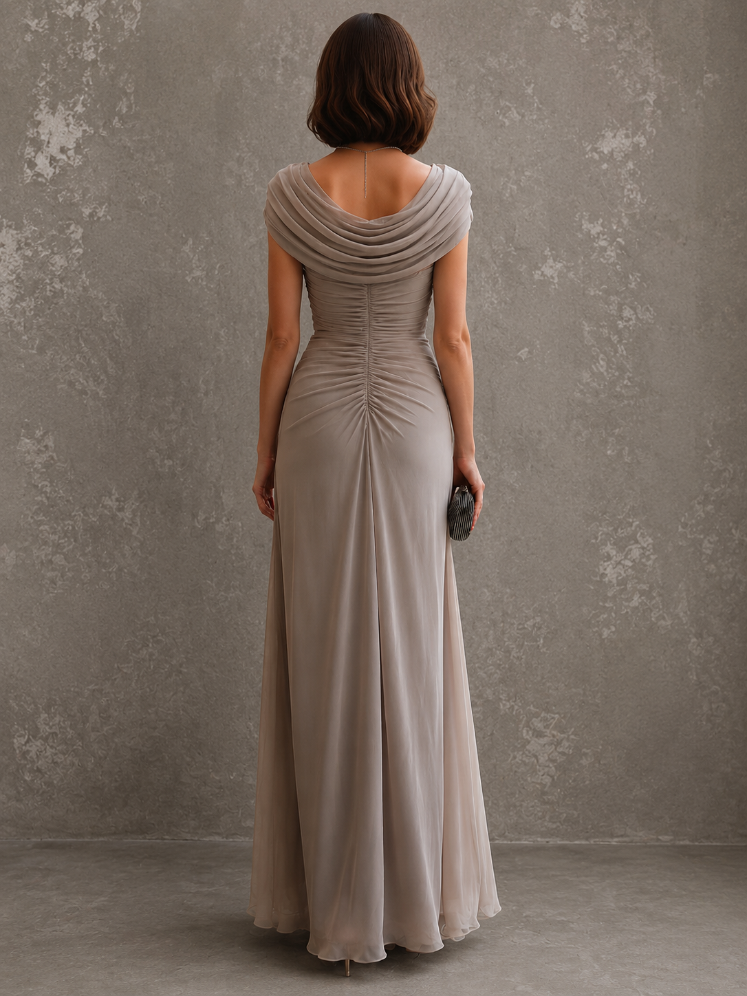 Cecilia | Women’s Draped Cowl-Neck Maxi Dress with Ruched Waist