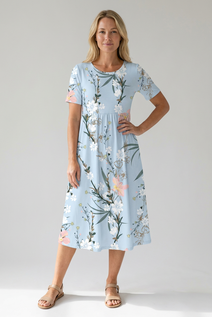 Cecily | Women’s Floral Print A-Line Midi Dress
