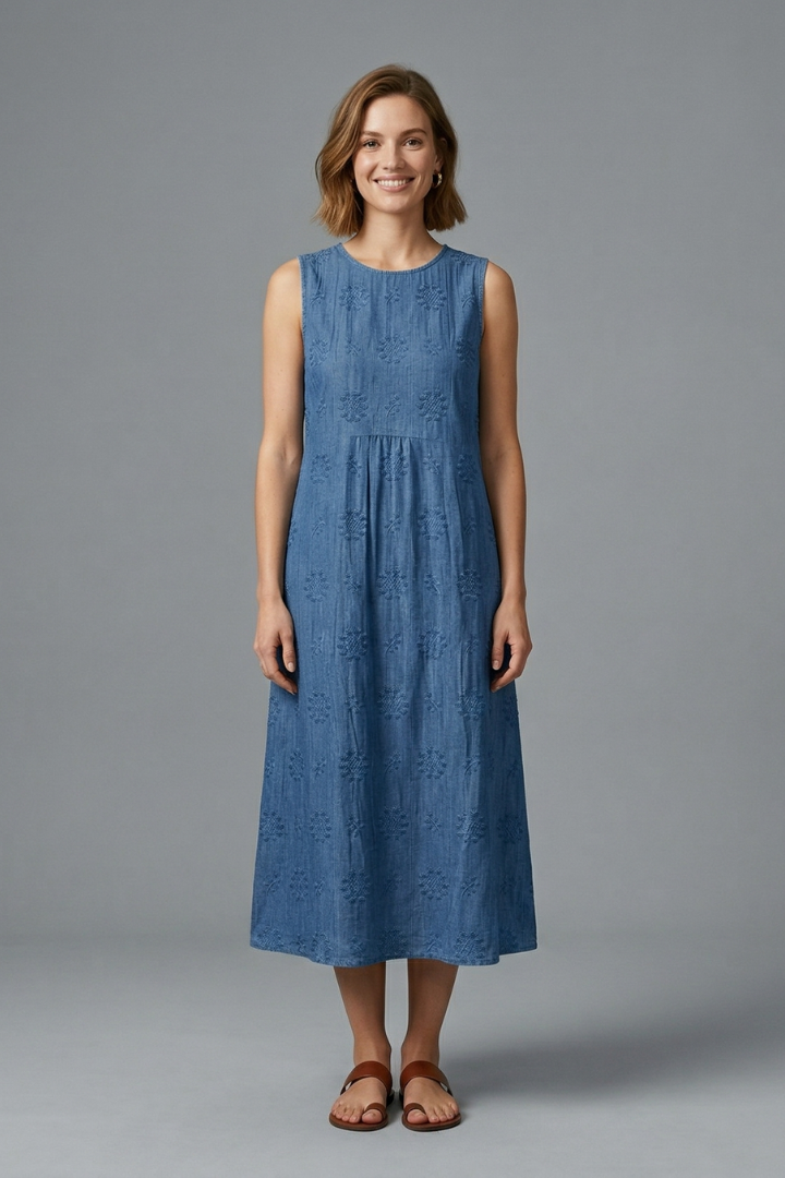 Cecily | Women's Sleeveless Textured Midi Dress