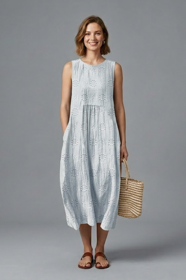 Cecily | Women's Sleeveless Textured Midi Dress