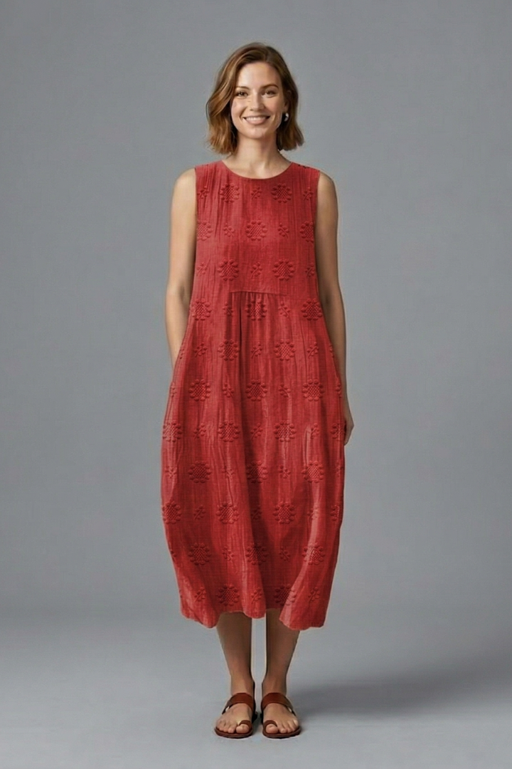 Cecily | Women's Sleeveless Textured Midi Dress