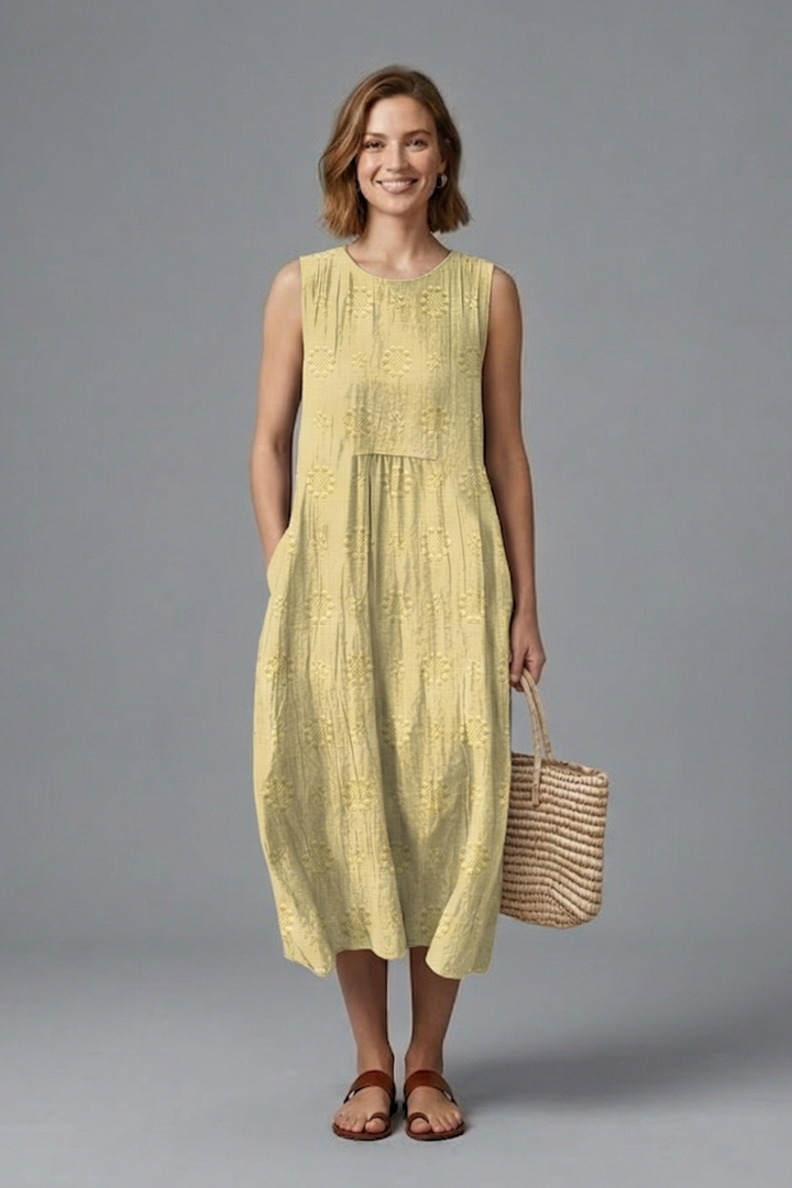 Cecily | Women's Sleeveless Textured Midi Dress