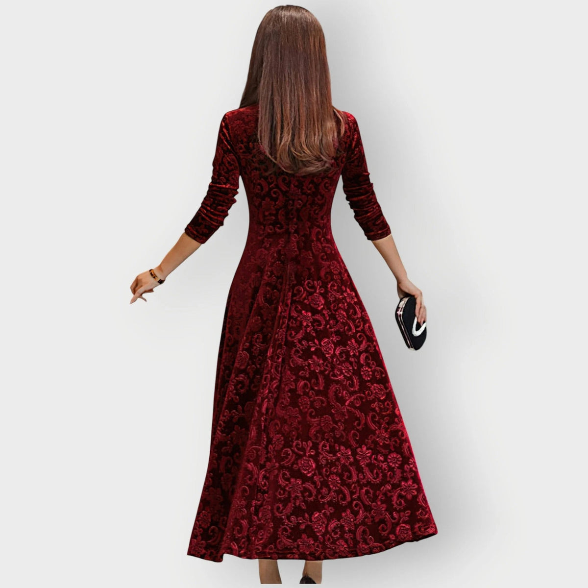Charlene | Women's Vintage Floral Embossed Midi Dress