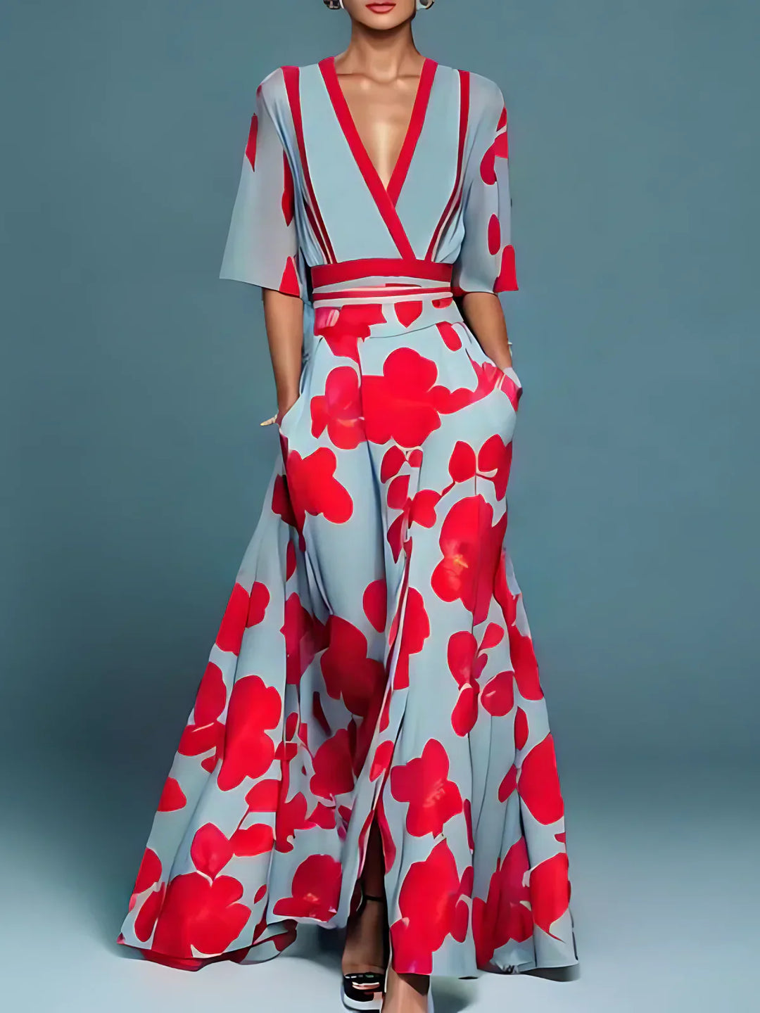Claire | Women's Floral V-Neck Maxi Dress