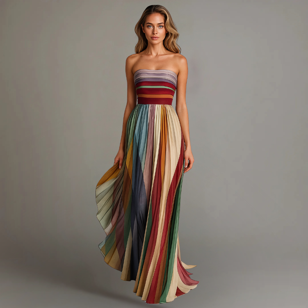 Clara | Strapless Pleated Maxi Dress