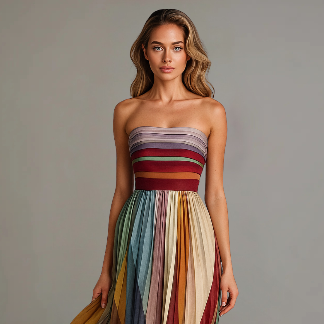 Clara | Strapless Pleated Maxi Dress