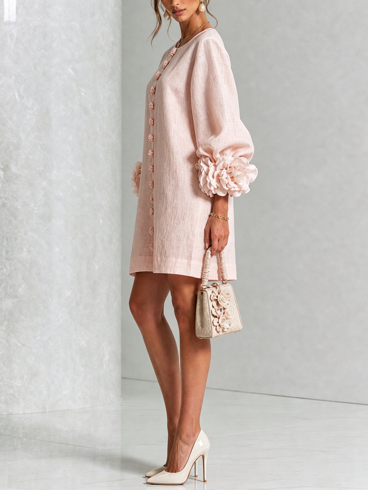 Clara | Women's Floral Cuff Relaxed Mini Dress