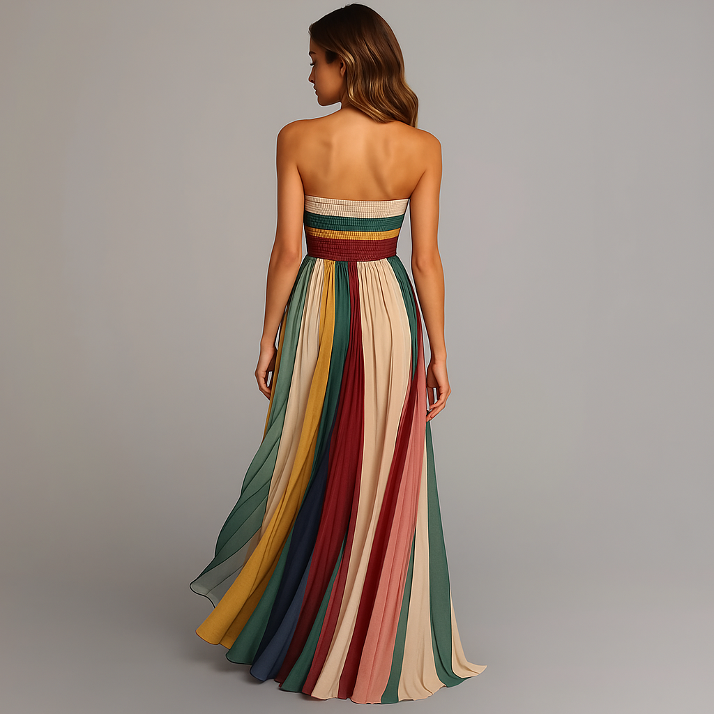 Clara | Strapless Pleated Maxi Dress