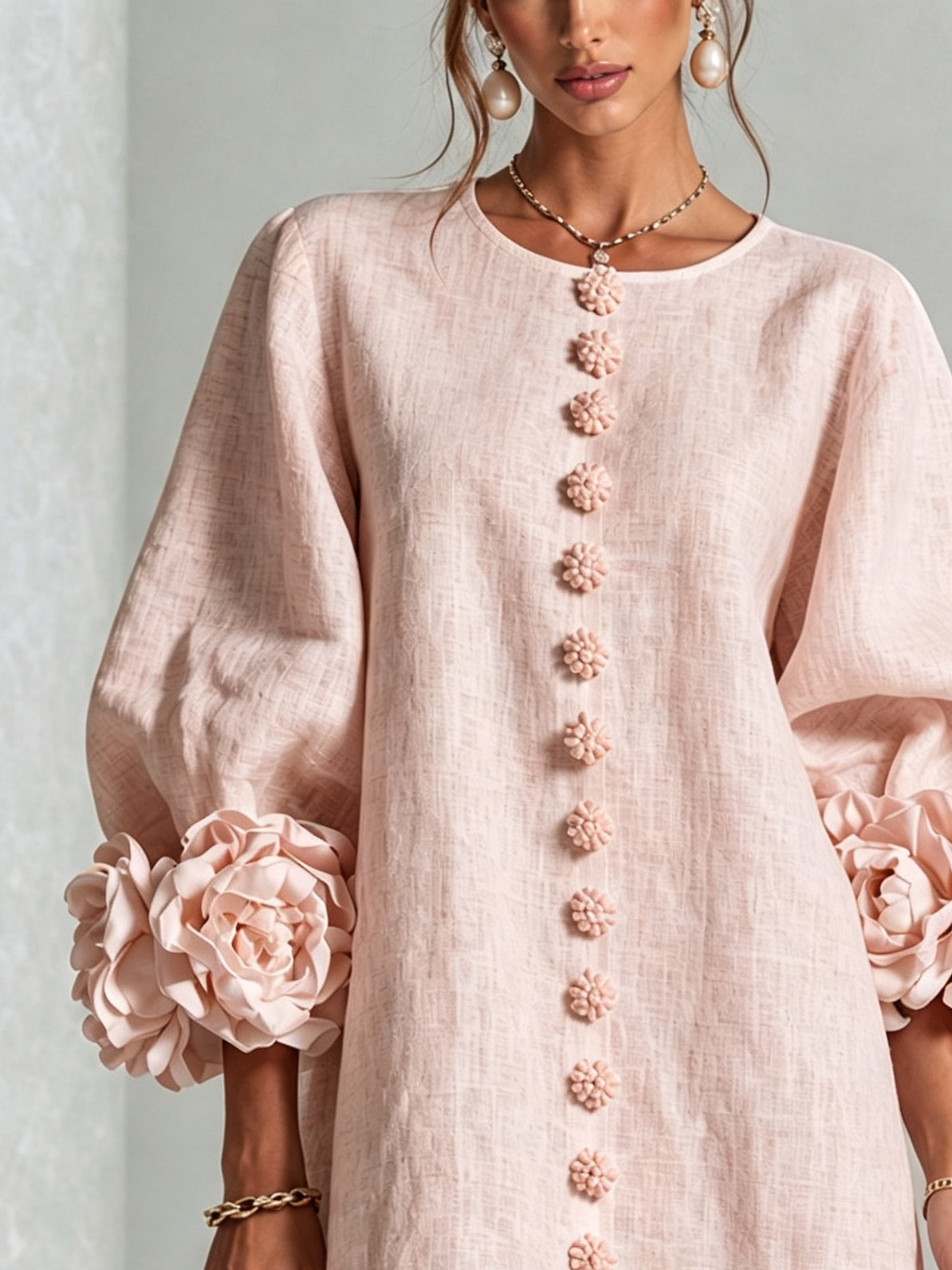 Clara | Women's Floral Cuff Relaxed Mini Dress