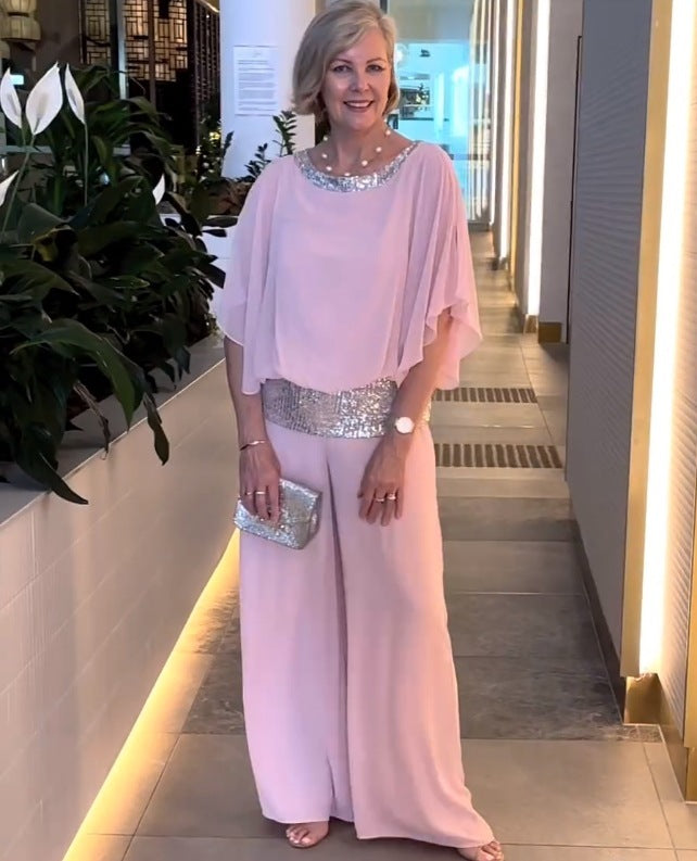 Claribel | Embellished Blouse & Wide-Leg Trouser Set
