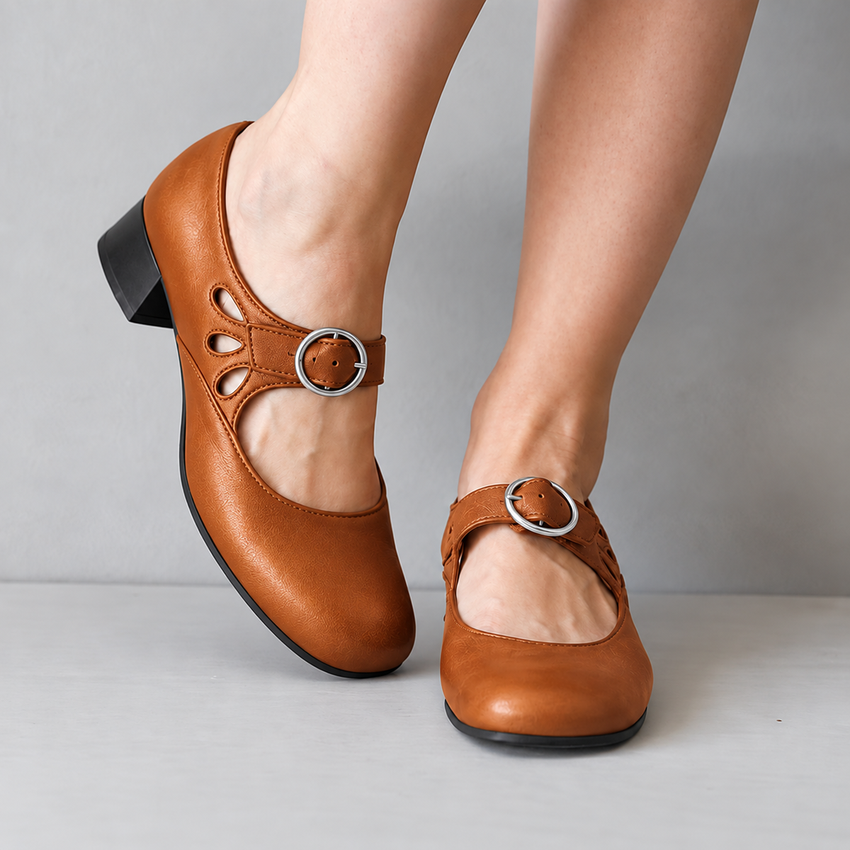 Claudette | Women's Retro Mary Jane Low Block Heel Shoes