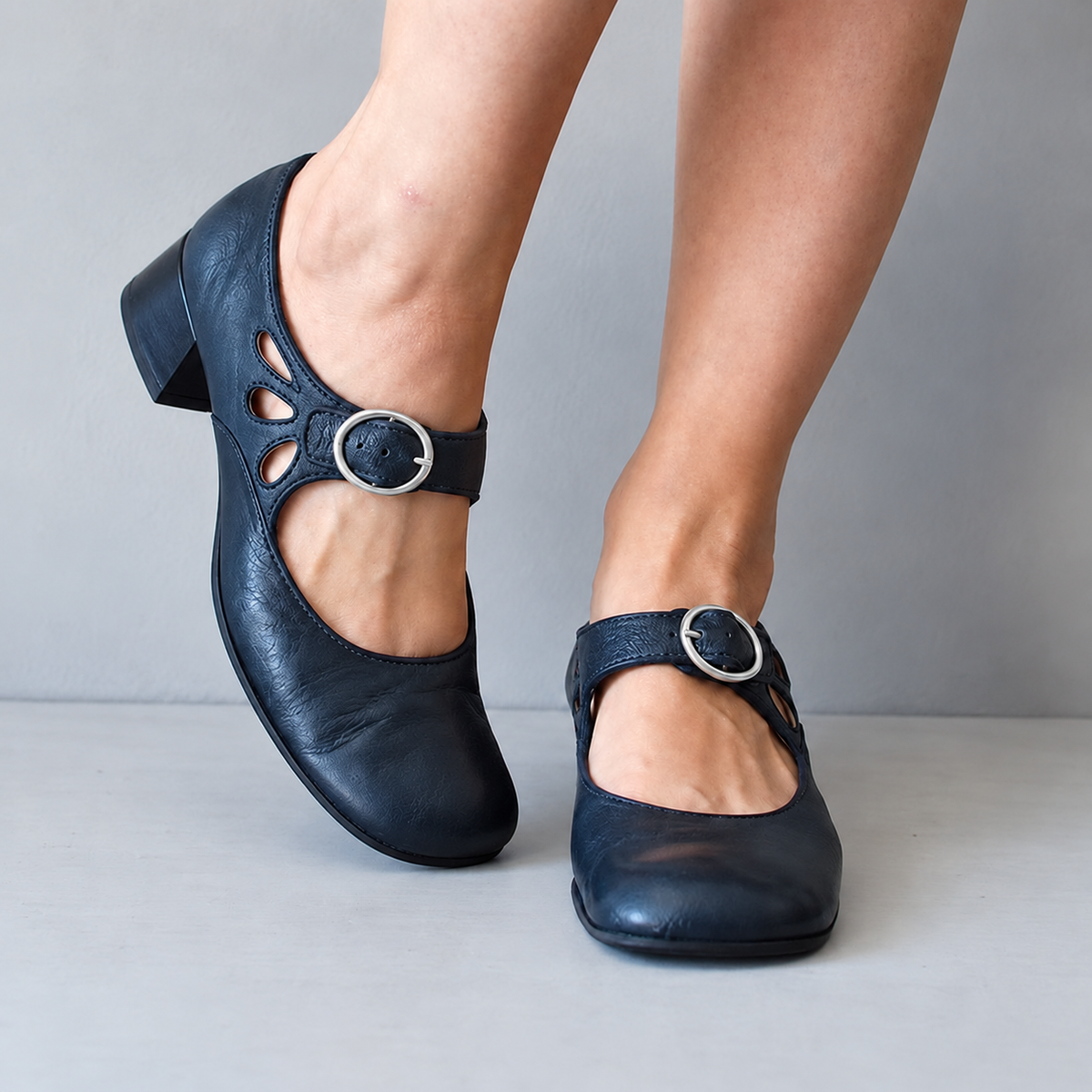 Claudette | Women's Retro Mary Jane Low Block Heel Shoes