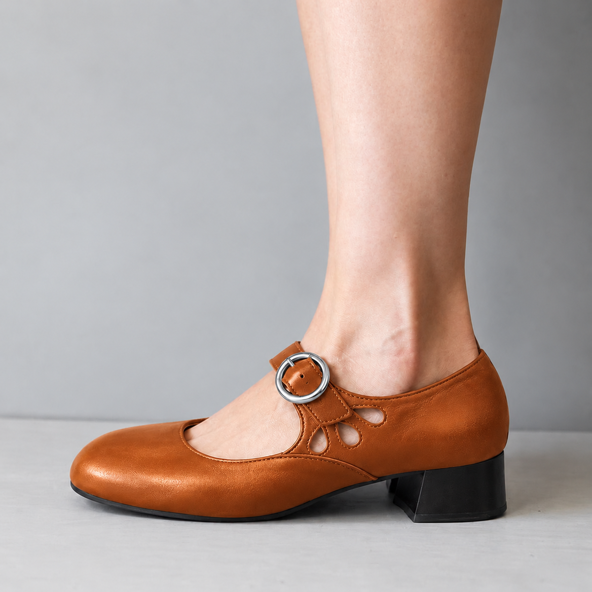 Claudette | Women's Retro Mary Jane Low Block Heel Shoes