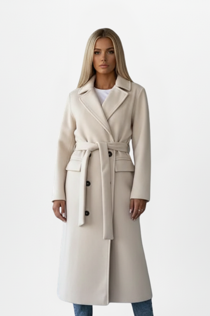 Claudia | Women's Belted Double-Breasted Long Coat