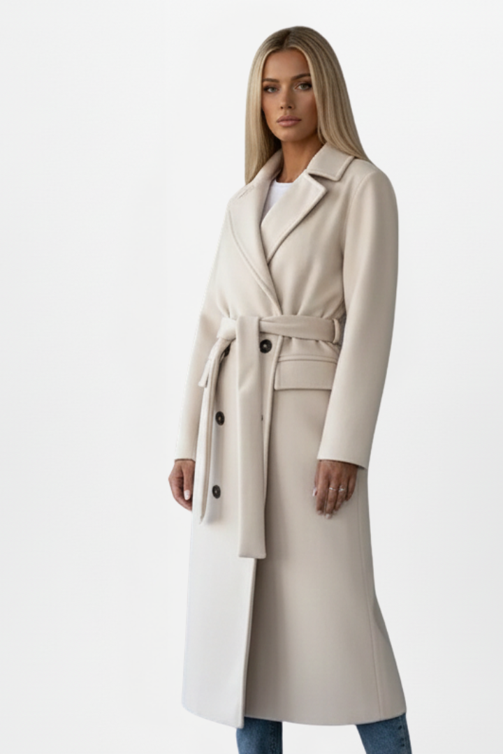 Claudia | Women's Belted Double-Breasted Long Coat