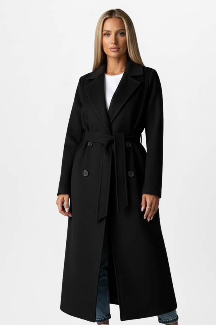 Claudia | Women's Belted Double-Breasted Long Coat