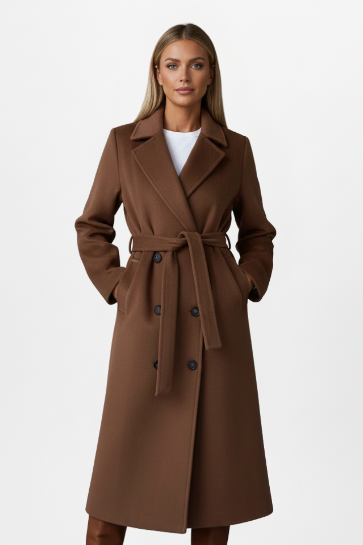 Claudia | Women's Belted Double-Breasted Long Coat