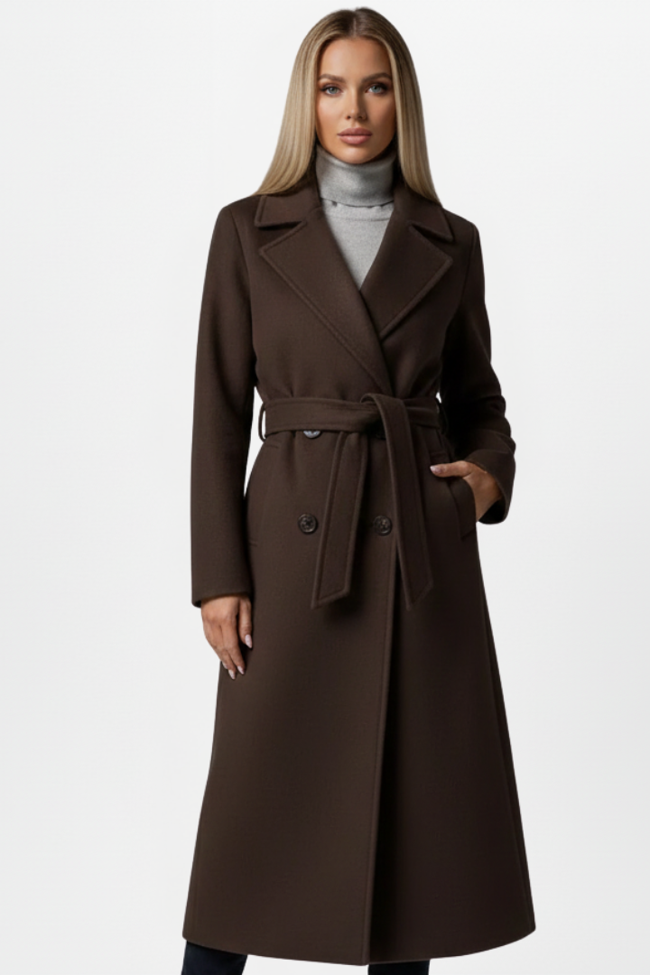 Claudia | Women's Belted Double-Breasted Long Coat