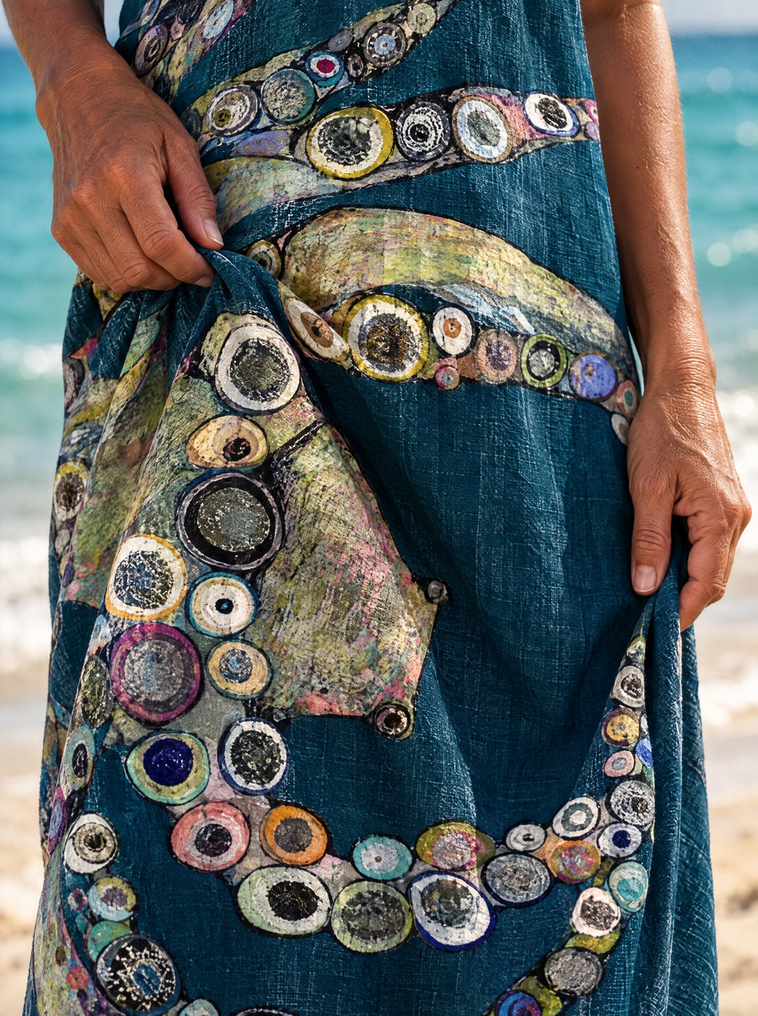 Claudia | Women's Ocean Octopus Print Midi Dress