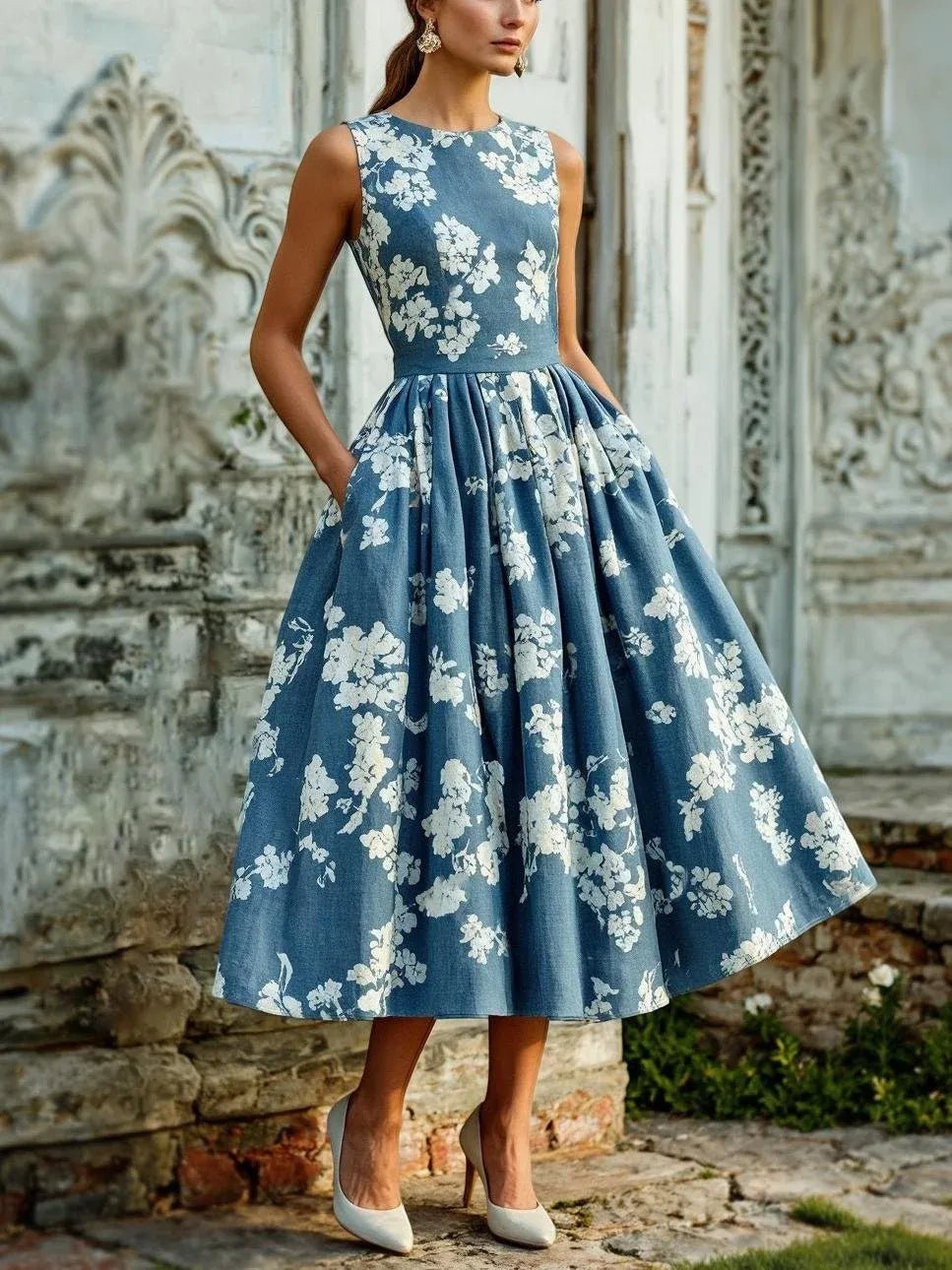 Dainty | Women’s Off-Shoulder Floral Midi Dress