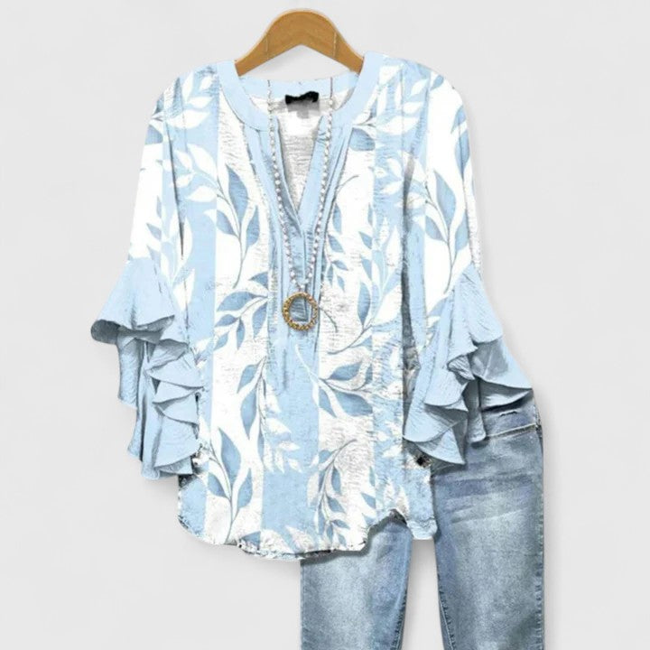 Danica | Boho Printed Bell-Sleeve Blouse