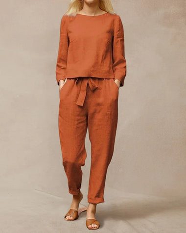 Daphne | Women's Two-Piece Set with Long-Sleeve Top and Drawstring Trousers